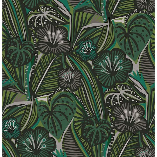NuWallpaper Greens Lotusland Peel & Stick Wallpaper